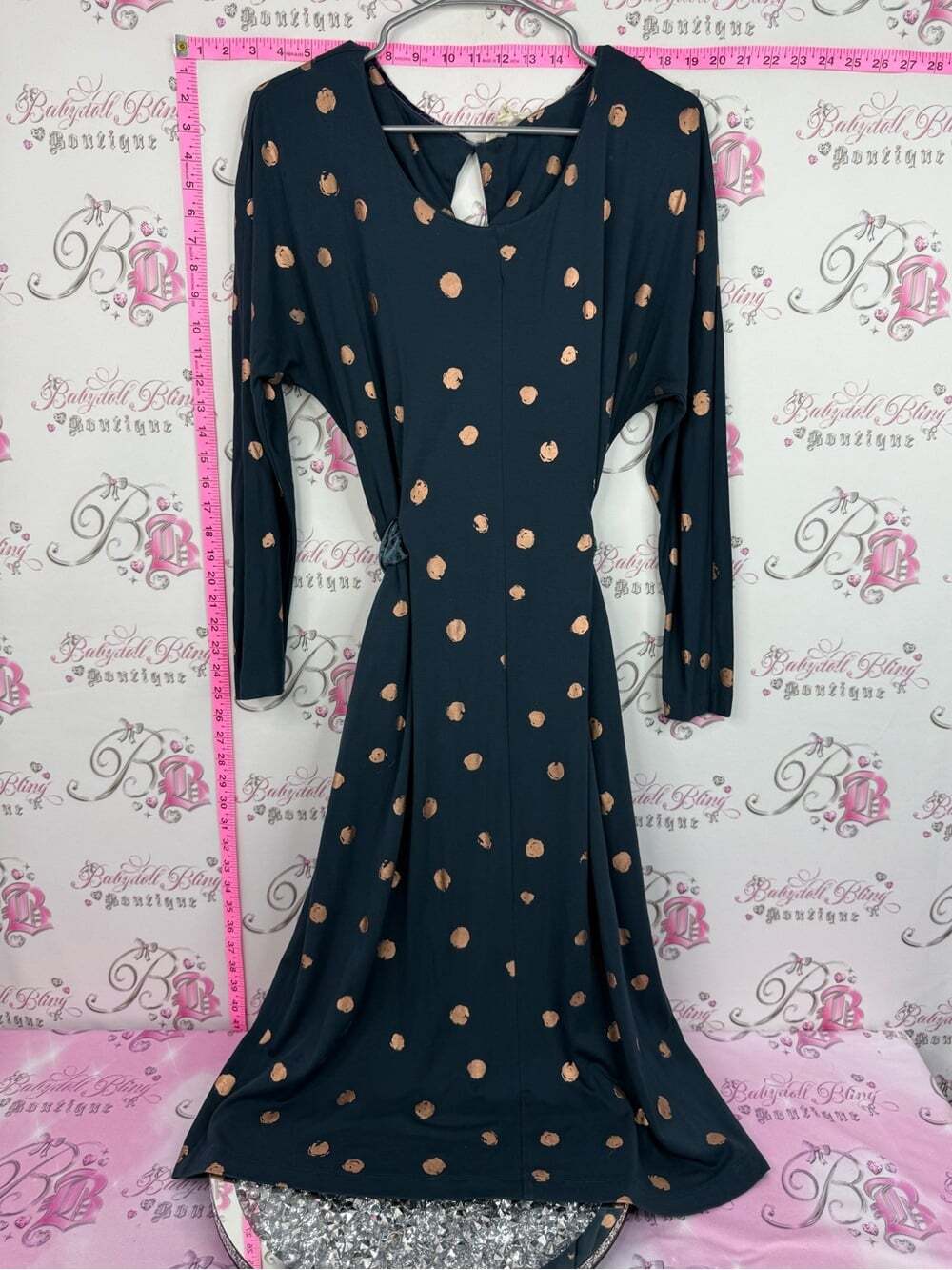 WHITE STUFF dress sample Navy Maxi Dress with Metallic Gold Dot Print